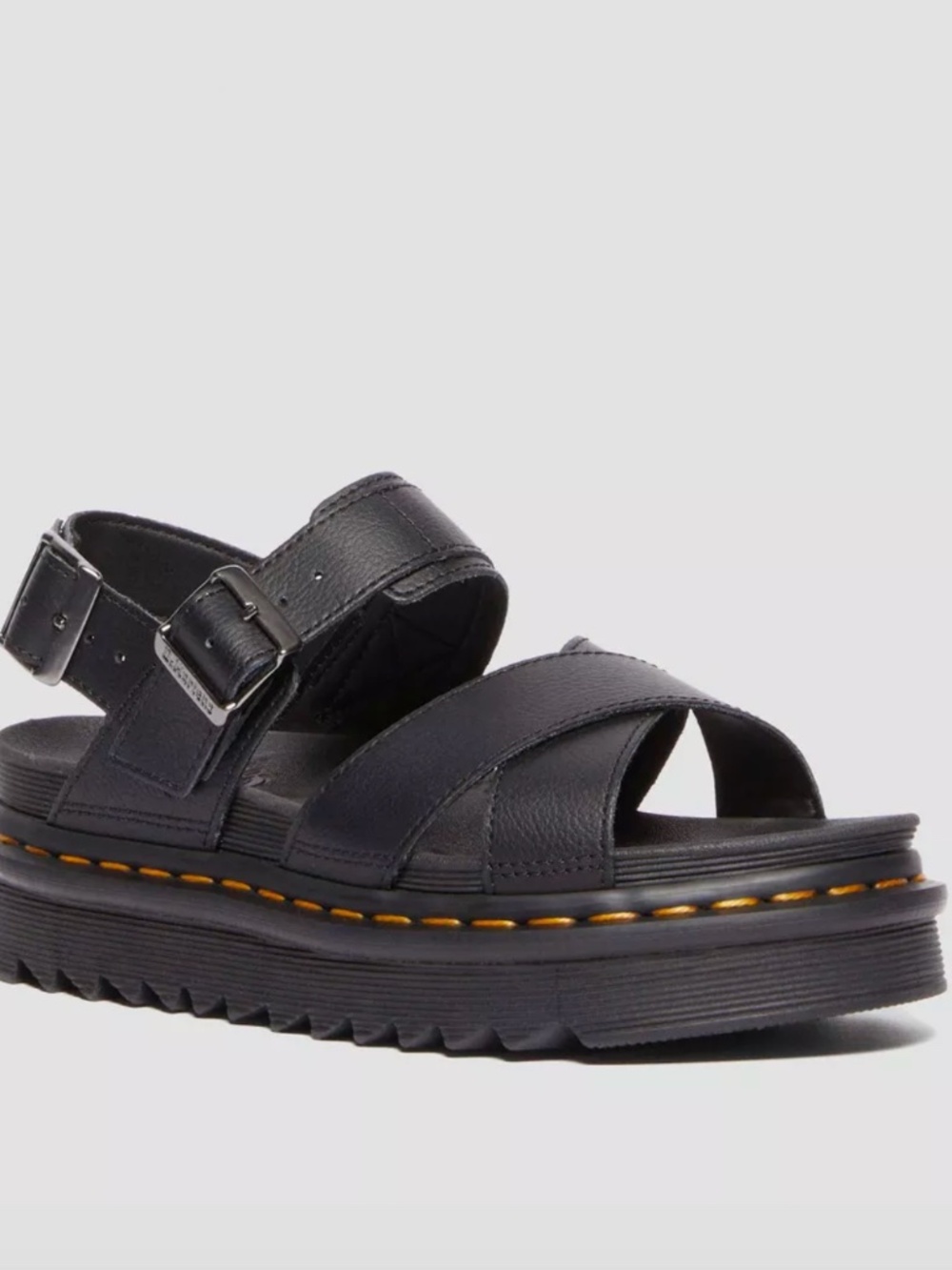 Dr. Martens Voss II Quad Platform Sandals Black Leather Women's US 7 EU 38